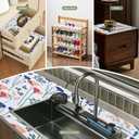 Floral Kitchen Cabinet Shelf Liner, Non-Adhesive Non-Slip Drawer Liner, Waterproof Oil-Proof Easy Clean PVC Cupboard Shelf Paper, Decorative Anti-Slip Cabinet Liner for Pantry Dresser 12INx20FT