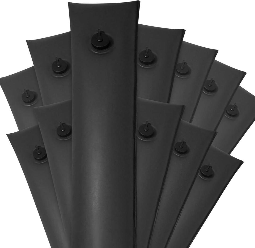 Robelle 8 ft. 12-Pack Commercial Black Single Chamber Pool Cover Weights, Double Seams, .25 MM Thick Vinyl, Oversized Jumbo Screw Valve Cap, Pool Water Bags, Water Tubes, 8' x 11"
