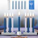 Meonum Folding Travel Chanukah Menorah with Candle Set, Foldable Hanukkah Menorah with 10 Blue and White Candles, Satin Silver, Fits Standard 0.3 in Hanukkah Candles, for All 8 Nights of Chanukah