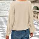 BTFBM Casual Fall Tops for Women 2025 Long Sleeves Solid Shirts Crew Neck Loose Fit Work T Shirt (Beige, XXL)