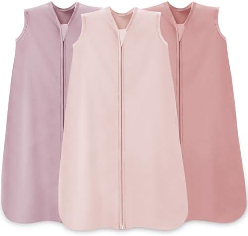 Wrrernsin Baby Sleep Sack 12-18 Months Baby Wearable Blanket 100% Cotton TOG 0.5 2-Way Zipper Newborn Sleeping Bag, 3 Pack Comfy Lightweight Sleep Sacks for Babies, L