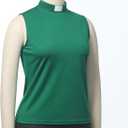 Women's Clergy Sleeveless T-Shirt Tab Collar Clergy Minister Priest Outfit Priest Costume Shirt Tops (Green, L)