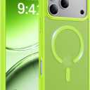 Magnetic for iPhone 17 Pro Case, [Anti-Slip] [Military-Grade Drop Protection] [Camera Protection] Skin-Friendly Slim Matte Shockproof Protective for iPhone 17 Pro Phone Case, Fluorescent Green