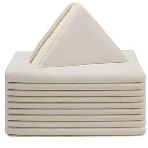 Your Chair Covers Cloth Polyester Napkins, 20 x 20 Inch, Washable Dinner Fabric Linen Napkins with Hemmed Edges for Restaurant, Wedding and Holiday Pack of 10 (Ivory)