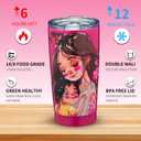 20oz Mom Tumbler Insulated Thermal Coffee Cup - Portable Travel Mug with Cute Cartoon Patterns, Leak-Proof for Mom, Great Mothers Day Gift for Daily Use Office Outdoor(Pink)