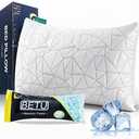 BETU Standard Pillow, Cooling Shredded Memory Foam Pillow for Hot Sleepers College Dorm Room Essentials, Adjustable Firm Gel Cool Pillow for Back Pain and Side Sleeping, Birthday Gifts for Boyfriend