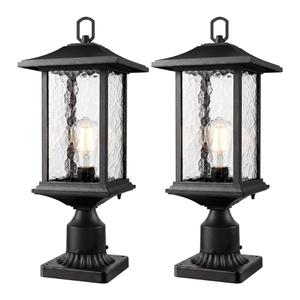 Beionxii 21inch Outdoor Post Lights, Large Exterior Lamp Post Light, Black