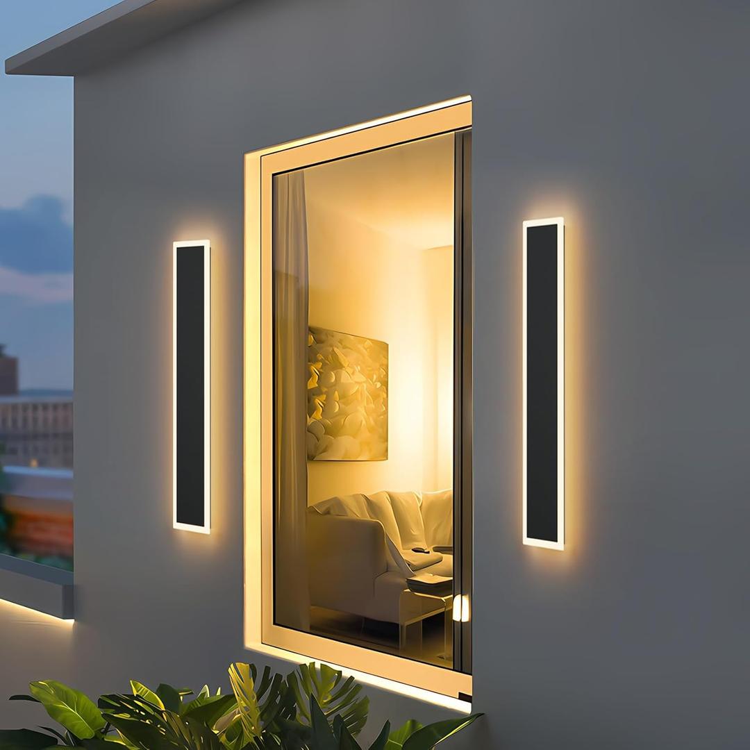 40inch Long Outdoor Wall Lights Black LED Exterior Wall Light Fixtures IP65 Waterproof 3000K Warm Light for Patio House Porch(5.9in Wide) (39.4In)