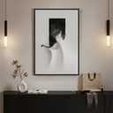 Framed Modern Black and White Abstract Wall Art, 1 Piece 24x36 In