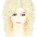 Women's Wig 70s 80s Singer Wigs Short Curly Blonde Beehive Wigs for Women Halloween Costume Wig