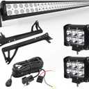 YITAMOTOR 50" 18W Light Bar & 2pc Spot Flood Combo Offroad