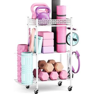 Yoga Mat Storage Rack, Home Gym Storage Rack, VOPEAK Workout Storage for Yoga Mat, Foam Roller, Gym Organizer Gym Equipment Storage for Home Exercise and Fitness Gear