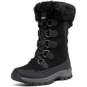 DREAM PAIRS Women's Waterproof Winter Snow Boots, Warm Comfortable Faux Fur Insulated Non-Slip Outdoor Lace-Up Florin Mid Calf Booties, 6,5