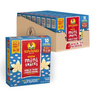 Sun-Maid Yogurt Covered Raisins Snack | Vanilla | .5 Ounce Bags | Pack of 8 Boxes with 10 Bags Each | Whole Dried Fruit | No Artificial Flavors | Non-GMO | Grown & Sourced In California, USA,  Best By Jan 21, 2027