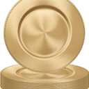 MAONAME Gold Charger Plates Set of 12, 13" Plastic Plate Chargers with Beaded Rim, Electroplated Charger for Dinner Plates, Round Chargers for Table Setting, Wedding Decor