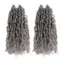 Toyotress Yanky Twist Crochet Hair - 8 Inch 2 Packs (30 Strands/Pcs) Fluffy Spring Mini Twist Passion Twist, Salt & Pepper Pre-Looped Crochet Braids Braiding Hair (8 Inch, SP/Gray-2P)