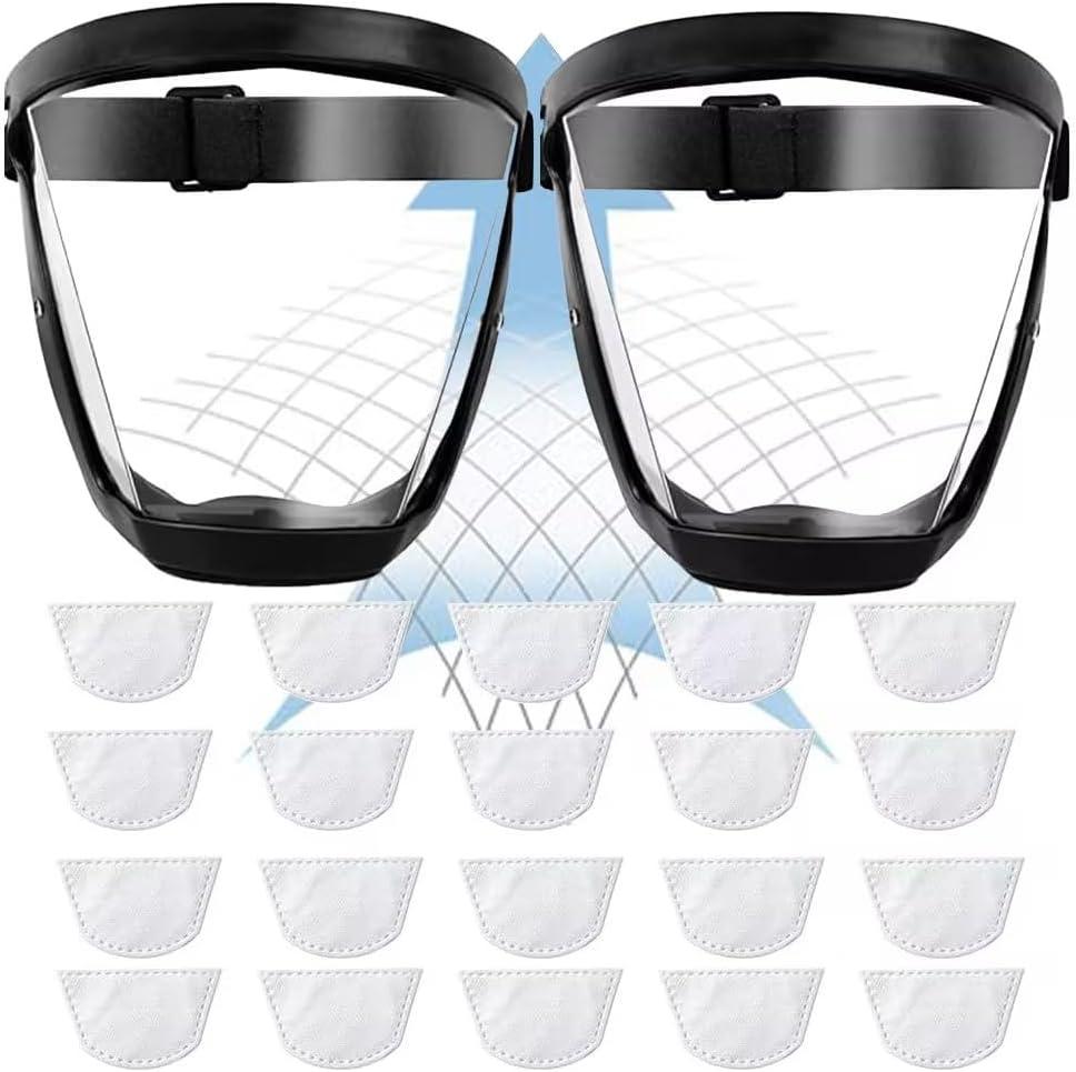 2pcs Super Protective Face Shield,Face Shield Mask for Woodworking,Suitable for Dust and Debris Protection,Full Face Shield for Weed Whacking,High-Definition Plastic Face Shield Mask