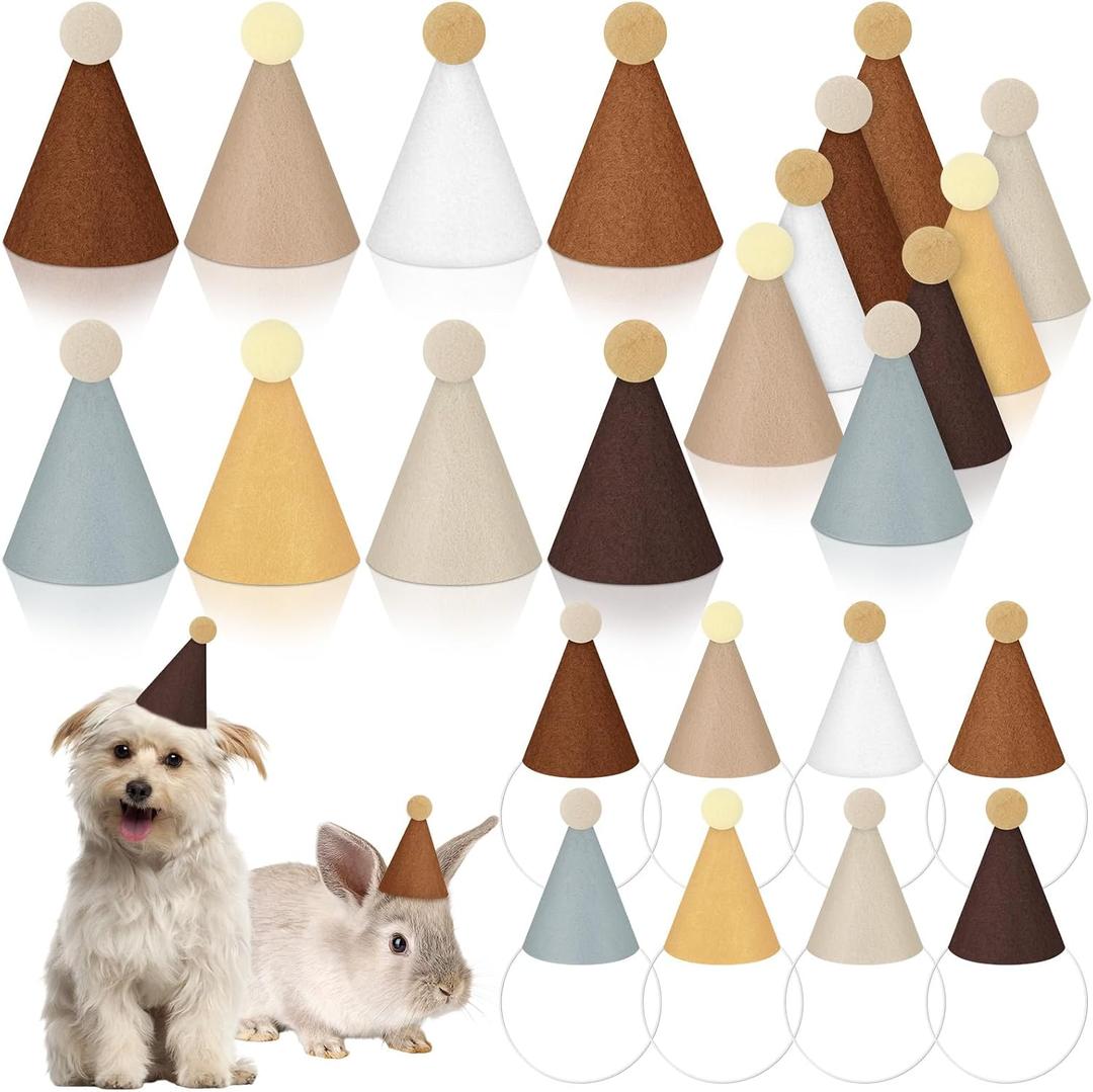 24 Pcs Mini Party Hat for Stuffed Animals Birthday Hat Decor for Doll Pets Dog Cat Rabbit Puppies Costume