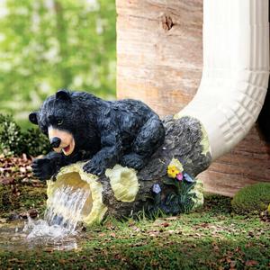 Decorative Gutter Downspout Extensions Statue,3" x 4" Downspout Extension Sculpture,Bear Decorative Rain Gutter Downspout Extension Figurine Decor Sculpture for Lawn Yard