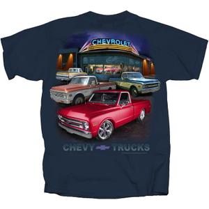 Joe Blow T's 1967 to 1972 Chevy Pickup Trucks T-Shirt 100% Cotton Preshrunk - Blue Dusk (X-Large)
