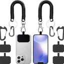 Phone Tether Lanyard Anti Theft Strap with Carabiner - Anti-Drop Outdoor Accessory for Skiing, Hiking, Cycling, Fishing & Climbing - Fit Most Cell Phones (Black+Black)