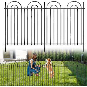 15 Panels No Dig Decorative Garden Fence, 24in(H) X 30ft(L) Tall Dog Fence Outdoor for Yard, Rustproof Metal Wire Garden Fencing Animal Barrier with Ground Stakes, Temporary Fencing for Patio Outdoor
