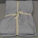 JELLYMONI 100% Natural Cotton 3pcs Striped Duvet Cover Sets,Blue Duvet Cover with Thin White Stripes Pattern Printed Comforter Cover,with Zipper Closure & Corner Ties(Queen Size) (0903-x)