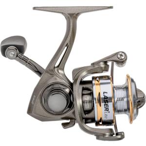 Lews Laser Lite Spinning Fishing Reel, 6+1 Bearings, Graphite Frame and Sideplate, Speed Lube, Multi-Disc Drag, Metallic Gray/Silver/Gold (50)
