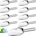 Zhehao 8 Pcs Metal Ice Scoop 6 oz Stainless Steel Ice Scooper for Ice Maker Kitchen Freezer Bar Wedding Party Small Scoops for Pet Animal Dog Food Candy Scoop Beach Shovel(Silver)