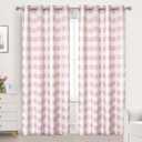 DriftAway Buffalo Plaid Check Curtains Blackout Room Darkening Thermal Insulated Pink and White Buffalo Checkered Window Drapes for Farmhouse Bedroom Living Room Grommet Curtain 2 Panels 84 Inch Long