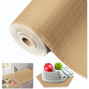 Beautysaid Shelf and Drawer Liner for Kitchen Cabinet, Non Adhesive Non Slip Shelf Paper Waterproof Washable Thickened for Dresser Pantry Shelve Bathroom Protector Liner(Beige,12 in x 10 FT)