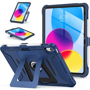 Soke Case for iPad (A16) 11th/10th Generation (11-Inch 2025/10.9-Inch 2022), with Screen Protector and Kickstands, Rugged Full Body Heavy Duty Shockproof Protective Cover - Black Navy