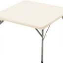 BDDC 34" x 34" Square Fitted Table Cover - Stretchy Spandex Ivory Table Cloth, Washable & Wrinkle-Resistant Tablecloth for Tables, Indoor/Outdoor Picnics, Patios & Events