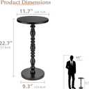Round Side Table, Solid Wood Pedestal Drink Table for Small Spaces, Modern Accent End Table with Non-Slip Base for Living Room, Bedroom, Sofa Couch, Black