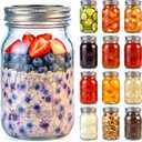 12 Pack 32 OZ Glass Food Storage Jars with Separable Airtight Lids, Wide Mouth Mason Jars for Pickling, Fermentation, Canning, Microwave & Dishwasher Safe