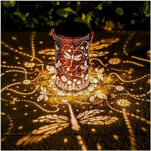 Dragonfly Solar Lanterns Outdoor Waterproof Hanging Solar Lights Dragonfly Gifts for Women Men Metal Decorative LED Lanterns for Yard, Patio, Lawn, Tabletop, Pathway, Landscape, Garden Decor
