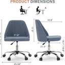 DUMOS Office Chair, Comfy Desk Chair Rolling Vanity Swivel Task Chairs with Wheels, Wide Seating Armless Height Adjustable Computer Chairs for Home,Bedroom,Student,Adults, Blue, Medium