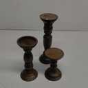 Farmhouse Wooden Candle Holders for Pillar Candles Set of 3, Rustic Wood Candle Holder Table Centerpiece Decor, 12'' 9'' 6'' Vintage Tall Candle Stand Decorative, Dark Brown