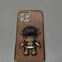 Buleens for iPhone 13 Pro Max Case for Women, Astronaut Bling Cases for iPhone 13 Pro Max with Glitter Paper & Spaceman Stand, Girls Cute Electroplated Sparkly Space Phone Cover for 13 ProMax Golden