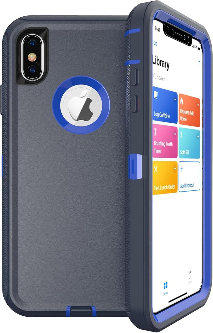 Case for iPhone Xs Max, Heavy Duty Shockproof Dustproof 3 in 1 Rugged Protective Bumper Cover, Military Grade Drop Protective Phone Case (Blue)