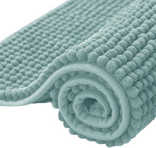 SUBRTEX Bathroom Rugs, 24" x 36" Chenille Bath Rug Soft Short Plush Bath Mat Soft Shower Mat Water Absorbent Shower Mat Quick Dry Machine Washable, Light Green