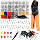 950pcs Pin Connectors Kit with Crimping Plier, Car Electrical 1/1.5/1.8/2.2/2.3/2.8/3.5mm Male & Female Wires Pins Seals Removal Tool kit, Motorcycle Non-Insulated Plug Crimp Set