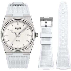 Strap for Tissot PRX Watch,Soft Fluororubber Band for PRX Powermatic 80,12mm Men Women Replacement FKM Bands for Tissot PRX Series Watch 40mm (White)