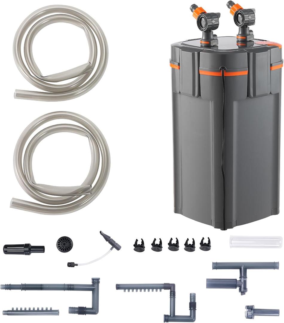 Happybuy 660GPH Aquarium Filter, 5-Stage Canister for 235 Gallon Fish Tanks, UV Protection, Ultra-Quiet Submersible Power Filter, 25W