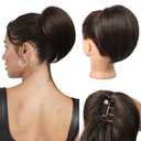 REECHO Ponytail Extension, 8" Short Mini Claw Clip Pony Tail Hair Extensions Natural Soft Feather-Light Tension-Free Ponytail Hairpiece for Women with Short Fine Thin Hair - Chocolate Brown