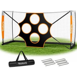 12x6FT Soccer Goal with 10-Hole Precision Target, Heavy-Duty Frame
