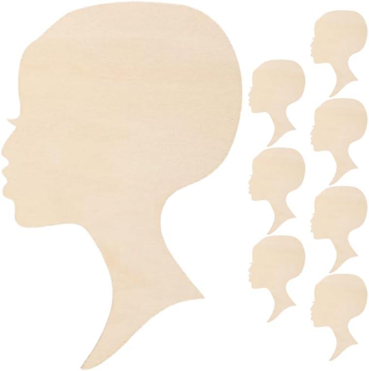 Operitacx 8Pcs DIY Painting Wood Pieces African Female Head Silhouette Wooden Blanks 5.9X3.7 Inch Natural Craft Wood for Art Projects Home Decor
