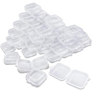 lyfLux 50 Packs Small Clear Plastic Storage Containers, Mixed Empty Mini, Case with Lids for Small Items and Other Craft Projects (1.37 x 1.37 x 0.7 Inches)
