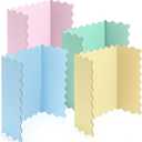 Mooliwe 4 Pack 21" x 14" Trifold Poster Board Macaron Colors Corrugated Scalloped 3 Fold Small Display Boards Foldable Business Paper Board for Presentation Science Fairs Event School Projects