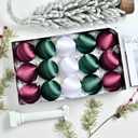 Christmas Ball Ornaments, 15 Pcs Ornaments with Velvet, Multicolor Xmas Decorations for Christmas Tree Holiday Decor (WineRed & Green)